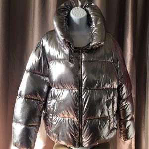 Silver Kendall and Kylie puffer jacket.